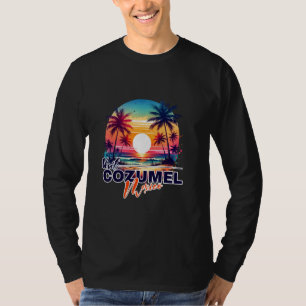 Cozumel Mexico Sunset Beach Palm Tree Trip Souveni T-Shirt