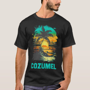 Cozumel Mexico Tropical Sunset Beach Souvenir Vaca T-Shirt