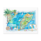Cozumel Quintana Roo Mexique Carte de voyage illus