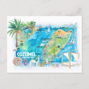 Cozumel Quintana Roo Mexique Carte de voyage illus