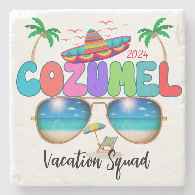 Cozumel Vacation Squad Sun, Sand, and Memories Mex Stone Coaster (Front)
