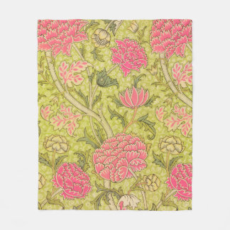 Cozy 19thc pink, green patterned fleece blanket