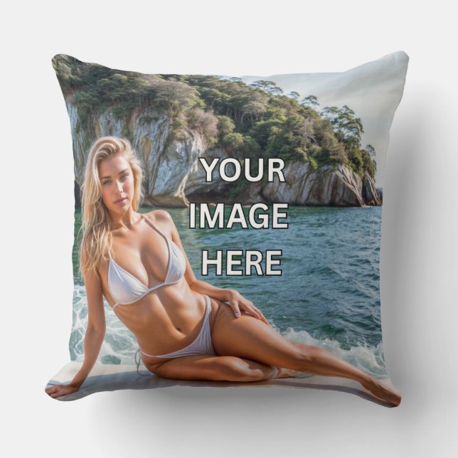 COZY! 🛋️ Add Image or Text Throw Pillow (Front)