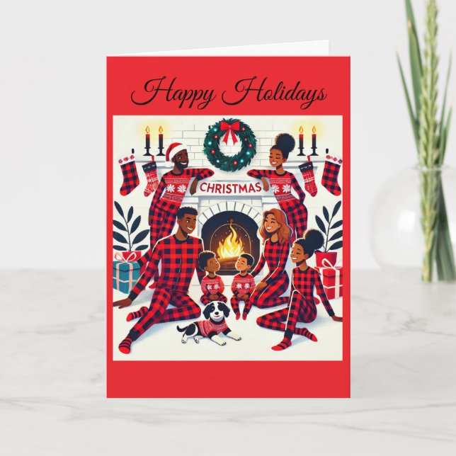 Cozy African American Family Holiday Card (Front)