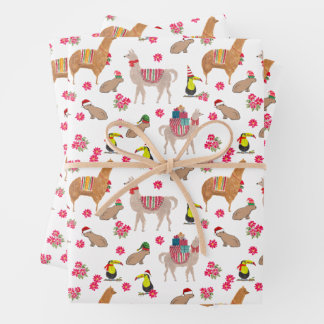 Cozy Alpaca Capybara Llama Hand-Illustrated Wrapping Paper Sheet