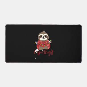 Cozy And Bright Sloth Christmas Lights (1) Desk Mat