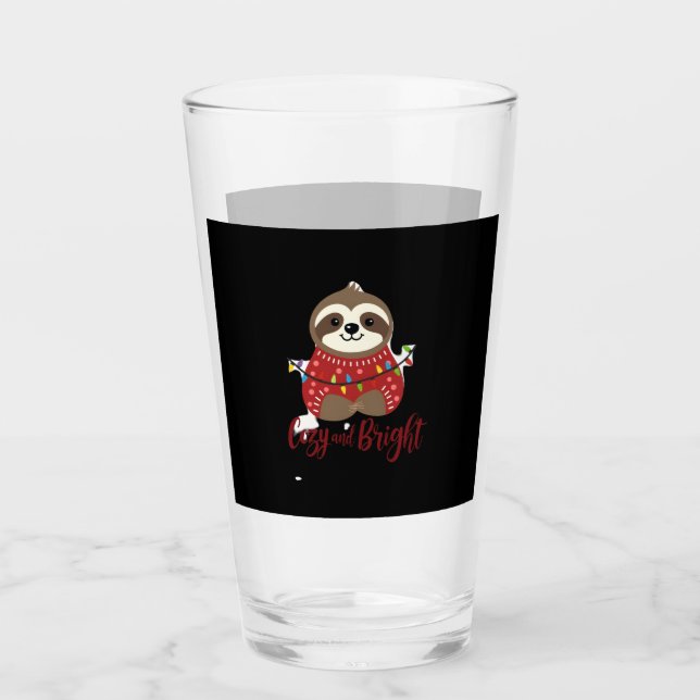 Cozy And Bright Sloth Christmas Lights (1) Glass (Front)