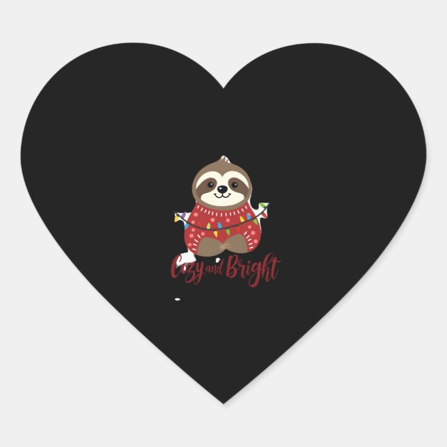Cozy And Bright Sloth Christmas Lights (1) Heart Sticker (Front)