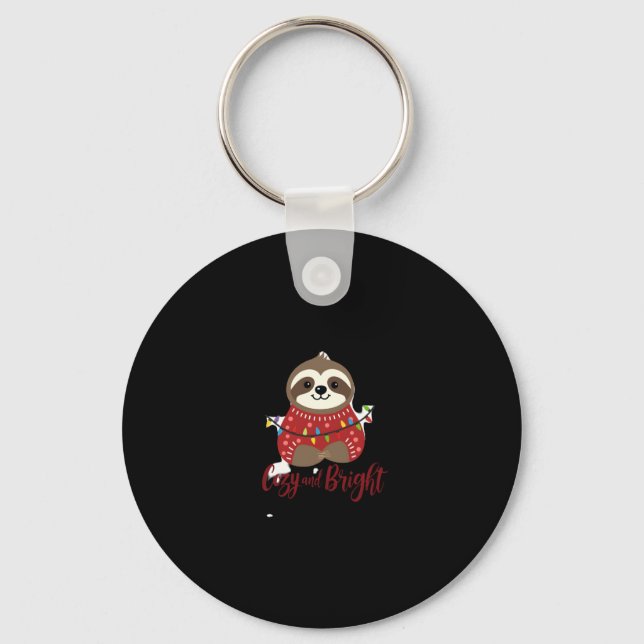 Cozy And Bright Sloth Christmas Lights (1) Keychain (Front)