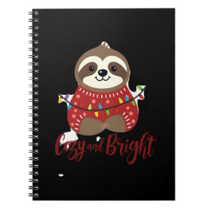 Cozy And Bright Sloth Christmas Lights (1) Notebook