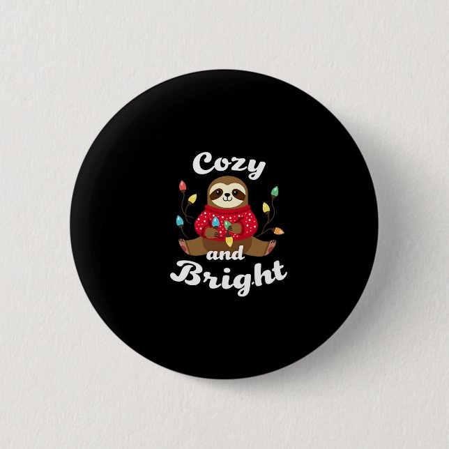 Cozy And Bright Sloth Christmas Lights (2) 2 Inch Round Button (Front)