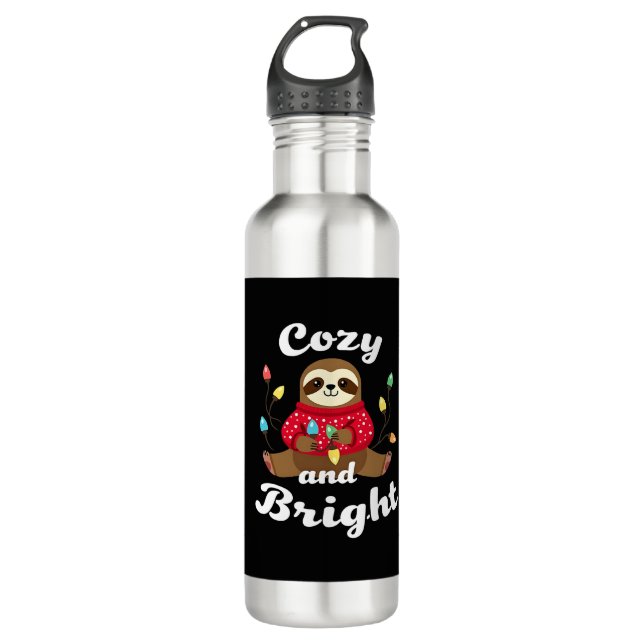 Cozy And Bright Sloth Christmas Lights (2) 710 Ml Water Bottle (Front)