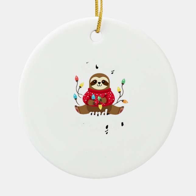 Cozy And Bright Sloth Christmas Lights (2) Ceramic Ornament (Front)
