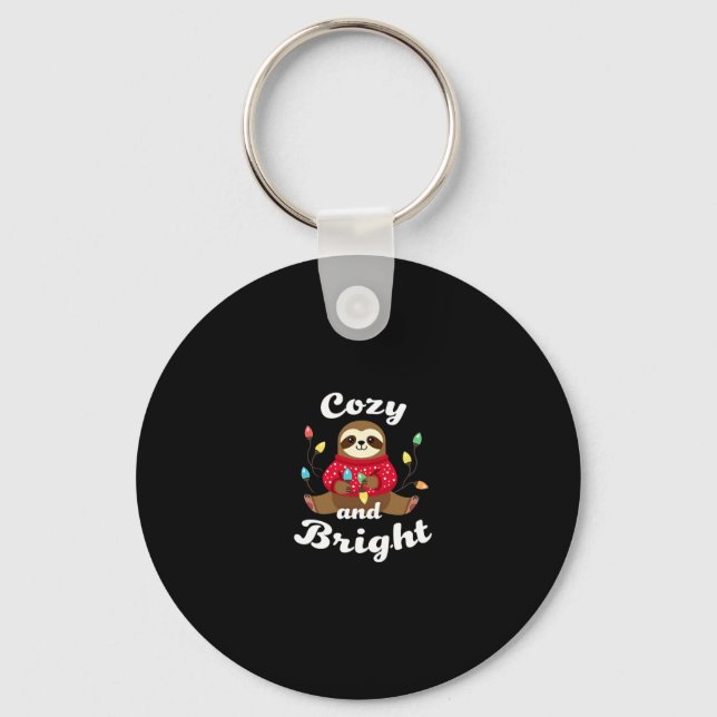 Cozy And Bright Sloth Christmas Lights (2) Keychain (Front)