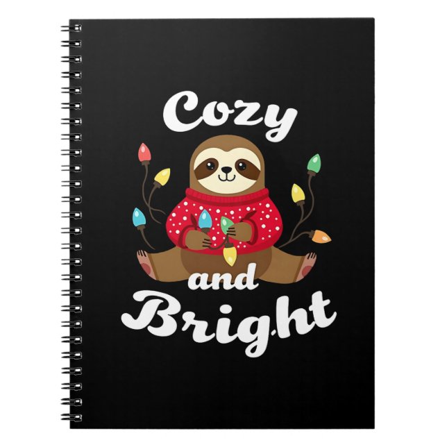 Cozy And Bright Sloth Christmas Lights (2) Notebook (Front)
