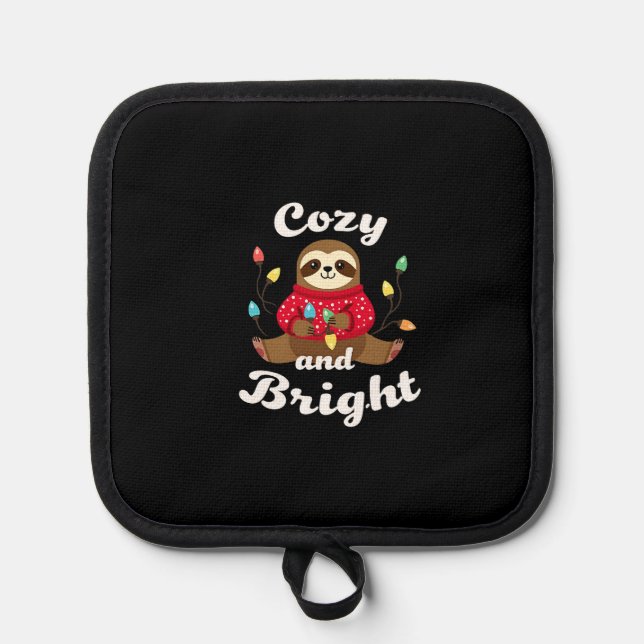 Cozy And Bright Sloth Christmas Lights (2) Pot Holder (Front)