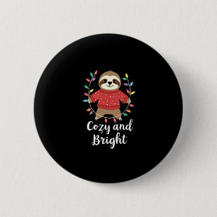 Cozy And Bright Sloth Christmas Lights (3) 2 Inch Round Button