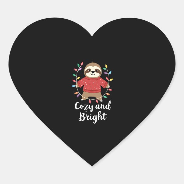Cozy And Bright Sloth Christmas Lights (3) Heart Sticker (Front)