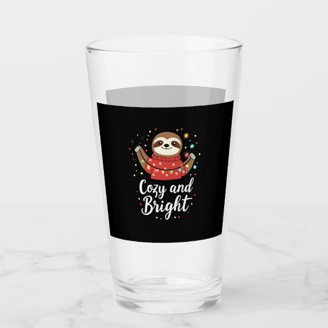 Cozy And Bright Sloth Christmas Lights (4) Glass (Front)