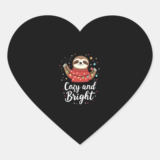Cozy And Bright Sloth Christmas Lights (4) Heart Sticker (Front)