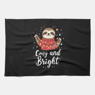 Cozy And Bright Sloth Christmas Lights (4) Kitchen Towel