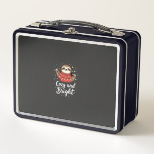 Cozy And Bright Sloth Christmas Lights (4) Metal Lunch Box
