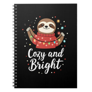 Cozy And Bright Sloth Christmas Lights (4) Notebook