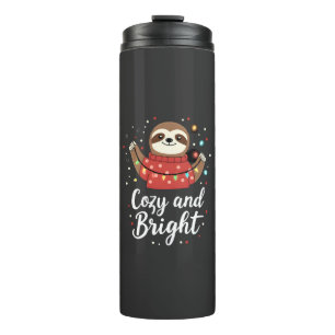 Cozy And Bright Sloth Christmas Lights (4) Thermal Tumbler