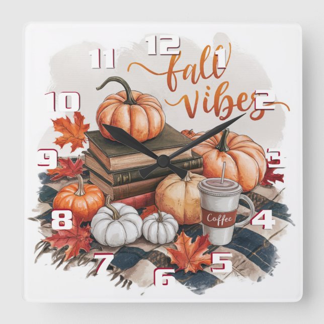 Cozy and comfy fall vibes Wall Clock (Front)