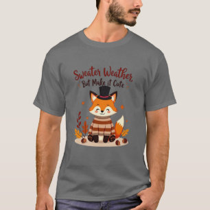 Cozy and Cute Fox in Fall Sweater - t-shirt