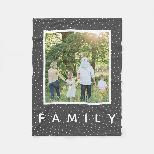 Cozy and Cute Spotty and Modern Family Photo Fleece Blanket (Front)