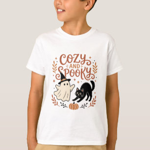 Cozy and Spooky Ghost Design T-Shirt