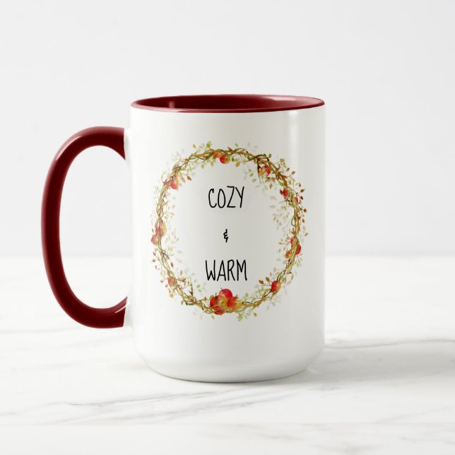 Cozy and Warm Fall Apple Wreath Country Mug (Left)