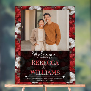 Cozy Anemones Charm Winter Wedding Acrylic Sign