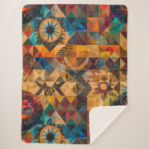 Cozy Aqua "Inherited Artistry" Plush Sherpa Blanke Blanket