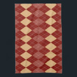Cozy Argyle Aesthetic with Dotted Lines Kitchen Towel<br><div class="desc">Argyle pattern with alternating red and beige diamonds,  intersected by dotted lines creating a retro,  cozy aesthetic. Symmetrical and geometric design.</div>