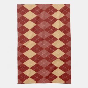 Cozy Argyle Aesthetic with Dotted Lines Kitchen Towel