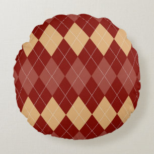 Cozy Argyle Aesthetic with Dotted Lines Round Pillow