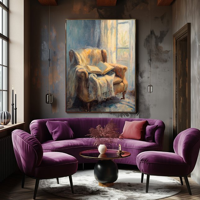 Cozy Armchair with Book by Window – Impressionist  Poster (Creator Uploaded)