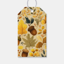 Cozy Autumn Acorns & Leaves in Yellow, Brown
