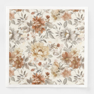 Cozy Autumn Aesthetic Fall Floral Pattern Napkin
