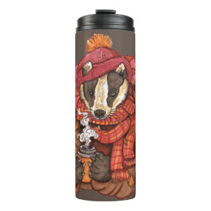 Cozy Autumn Badger Thermal Tumbler