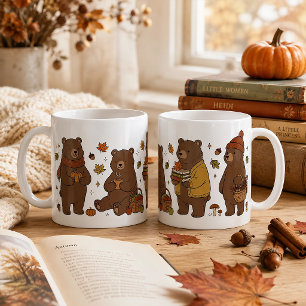 Cozy Autumn Bears Bookish Woodland Fall Aesthetic Coffee Mug