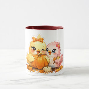 Cozy Autumn Bird and Pumpkin Drinkware Mug