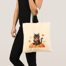 Cozy Autumn Black Cat Kawaii Pumpkin Spice Latte