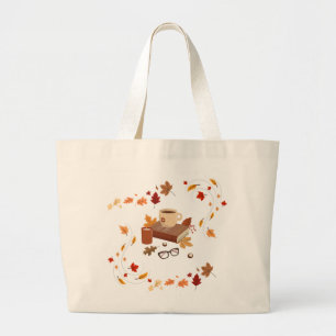 Cozy Autumn Book Lover Aesthetic Canvas Tote Bag