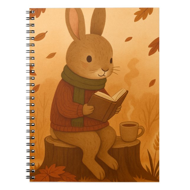 Cozy Autumn Bunny  Notebook (Front)