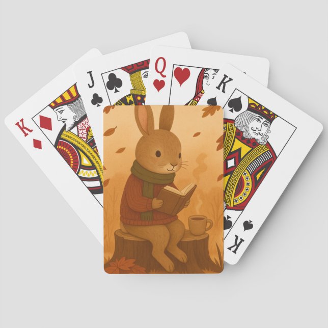 Cozy Autumn Bunny  Playing Cards (Back)