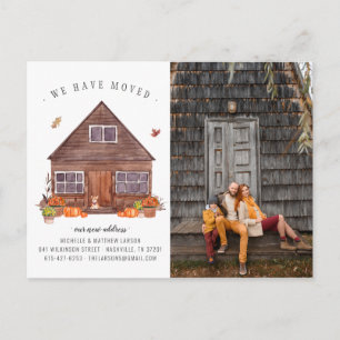 Cozy Autumn Cabin Moving Announcement Postcard