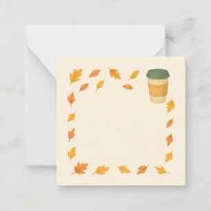 Cozy Autumn Coffee – Falling Leaves Card